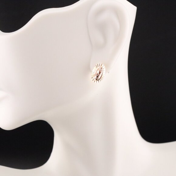 Women's 14K Two-Tone Gold Our Lady of Guadalupe Stud Earrings Religious Design** - Picture 6 of 10